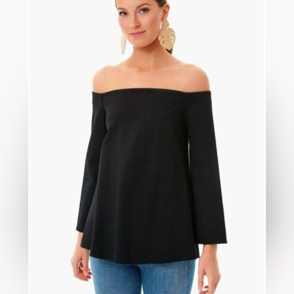 Tuckernuck Blouse Miranda Black Off Shoulder 3/4 Sleeve Size M